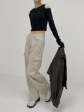 Cargo Cotton Wide Denim Pants