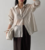 Two-slit tencel see-through blouse