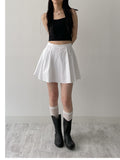 [Pants Lining!] Pin Tuck Flare Mini Skirt