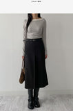 [Belt set] Bella pleated A-line long skirt