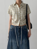 Tartan Check Shirring Short Sleeve Shirt