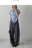 [Short sleeve ver.] Loke Wrap Shirring Shirt