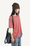 Striped cropped cutoff t-shirt