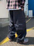 Side zipper pocket stitch balloon denim