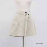 Manir Button Belt Skirt