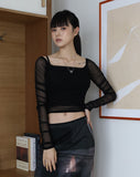 Mesh shirring layered tee