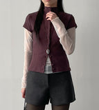 Pomelo Mock Neck Short Sleeve Cardigan