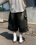 Tony Washed Cargo Bermuda Denim