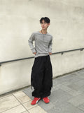 Overlock Henley Neck Knit Long Sleeve