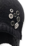 BUTTON BRAID STRAP KNIT BEANIE