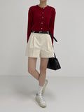 Bed pintuck cotton short pants