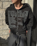 Lettering Crop Hood Zip-Up