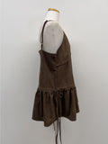 Frilled Suede Bustier