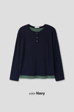 Henley neck layered long sleeves