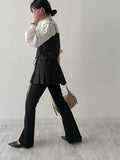 Unbalanced One-Tie Puff Blouse