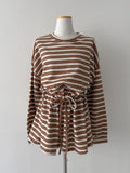 Striped Frill Overfit Sweatshirt