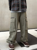 Diagonal Zipper Nylon Cargo Pants