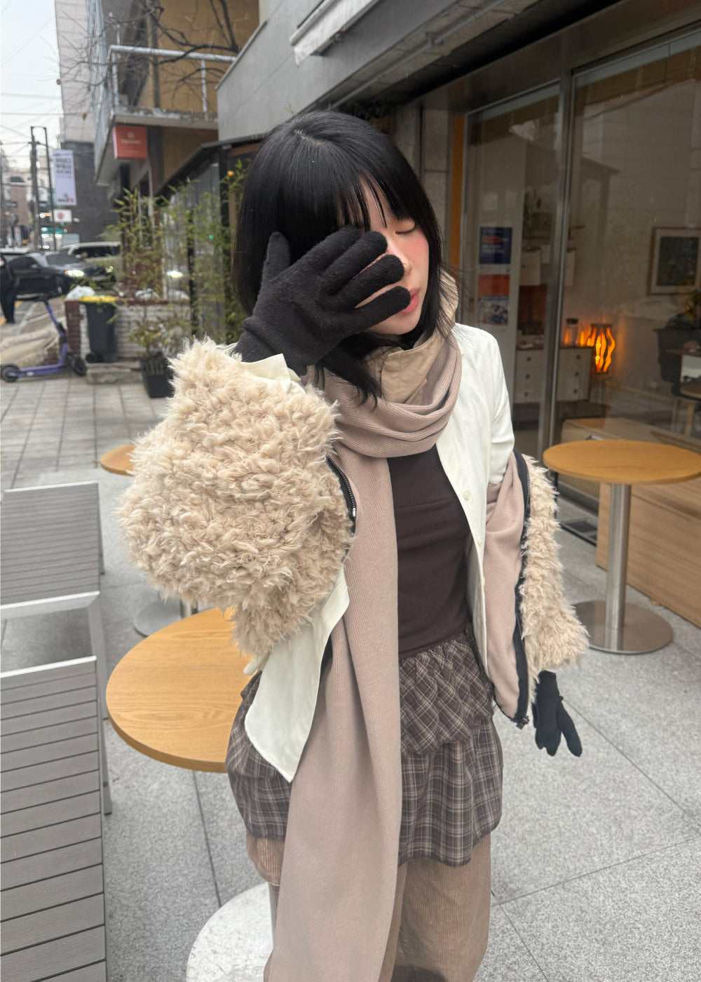 【WOOHWA】HOOD WOOL BUTTON SCARF WOOHWA (ウーファ) - フードウールボタンスカーフ / HOOD WOOL