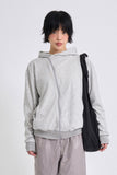 City stripe unbalance hood zip-up