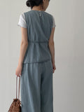 [SET] Stitch Denim Vest Pants Set