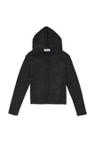 PRTN)Mix ribbed knit hood zip-up