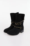 Suede strap middle boots