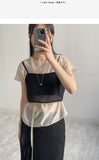 [Strap SET] Draped Shirred See-through Short Sleeve Blouse