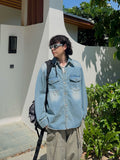Snap Button Denim Shirt Jacket