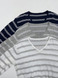 Lina Striped V-Neck Knit T-Shirt
