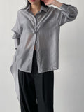 More Tencel See-Through Wrap Blouse