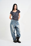 Flower Sheer Button T-shirt