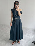 Cliff Unbalanced Denim Long One Piece