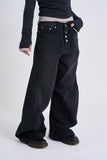 Button-fly wide denim pants
