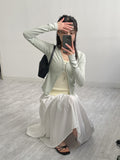 Two-button slit ribbed cardigan T-shirt