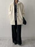 [wool 30%] Hairy Single Overfit Half Coat