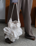Metallic flower shoulder bag