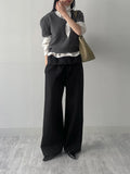 [wool100%] Matilda V-neck half knit
