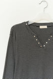 Neck Stud Striped Longsleeve