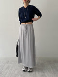 Banding Satin Long Skirt