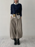 Curved Balloon Wide Denim Pants