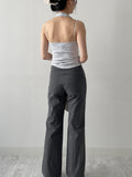 Cotton Nylon Semi-Bootcut Pants