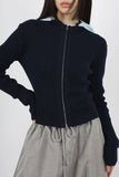Basic ribbed knit zip-up