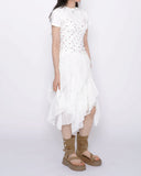 Cute Small Flower Lace Bustier Short Sleeve Set