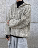 Noel Knit Hoodie Half Zip Up