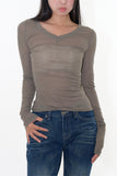 Bagel wool sheer long sleeve