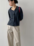 Frill V-neck Three Quarter Blouse