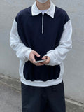 Peach color matching collar zip-up sweatshirt