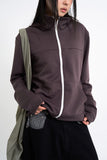 Jersey high-neck zip-up