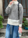 Banker Stripe Half Zip-Up Knit
