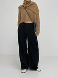 Hidden corduroy long wide pants